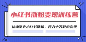 （11762期）2024小红书涨粉变现训练营，快速学会小红书涨粉，月入十万轻松变现(40节)-副业吧