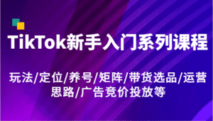TikTok新手入门系列课程，玩法/定位/养号/矩阵/带货选品/运营思路/广告竞价投放等-副业吧
