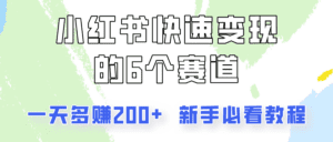 小红书快速变现的6个赛道，一天多赚200，所有人必看教程！-副业吧