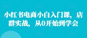 小红书电商小白入门课，店群实战，从0开始到学会-副业吧