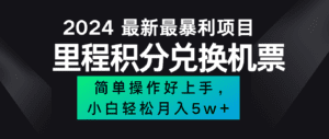 2024最新里程积分兑换机票，手机操作小白轻松月入5万+-副业吧