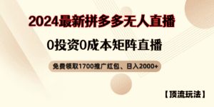 拼多多免费领取红包、无人直播顶流玩法，0成本矩阵日入2000+-副业吧