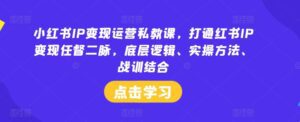 小红书IP变现运营私教课，打通红书IP变现任督二脉，底层逻辑、实操方法、战训结合-副业吧