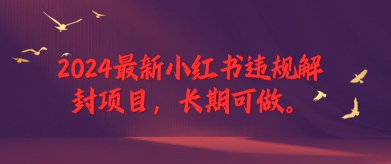 2024最新小红书违规解封项目，长期可做，一个可以做到退休的项目-副业吧