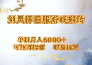 （12471期）网游剑灵打金搬砖，单机月入6000+，可矩阵操作，收益稳定。-副业吧