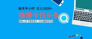 （12401期）撸今日头条，单号日入2000+可矩阵放大-副业吧