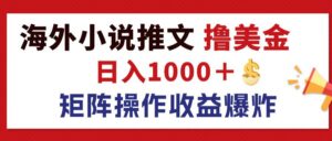 (12333期)最新海外小说推文撸美金,日入1000+ 蓝海市场,矩阵放大收益爆炸-副业吧