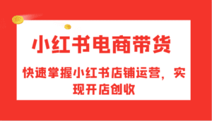 小红书电商带货，快速掌握小红书店铺运营，实现开店创收-副业吧