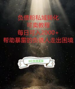 负债粉掘金计划，帮助负债者解决问题，债务规划，债务重组，最好的变现方式-副业吧