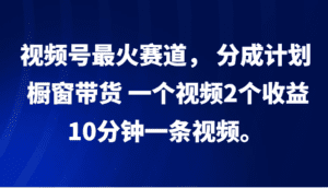 视频号最火赛道， 分成计划， 橱窗带货，一个视频2个收益，10分钟一条视频。-副业吧