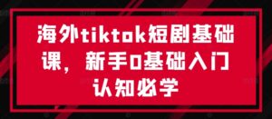 海外tiktok短剧基础课，新手0基础入门认知必学-副业吧