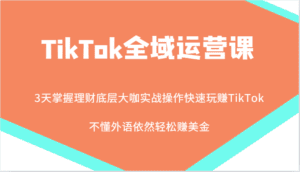 TikTok全域运营课，大咖实战操作快速玩赚TikTok，不懂外语依然轻松赚美金！-副业吧