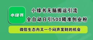 小绿书无脑搬运引流，全自动日引500精准创业粉，微信生态内又一个闷声发财的机会-副业吧