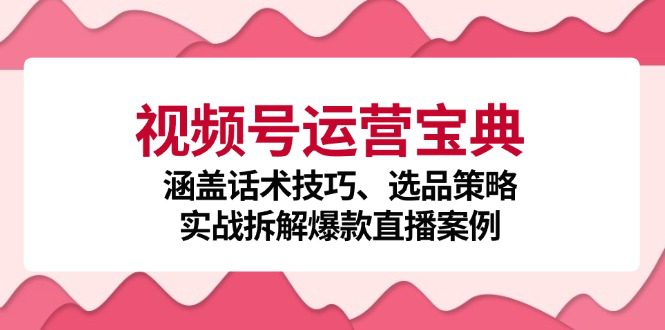 视频号运营宝典：涵盖话术技巧、选品策略、实战拆解爆款直播案例-副业吧