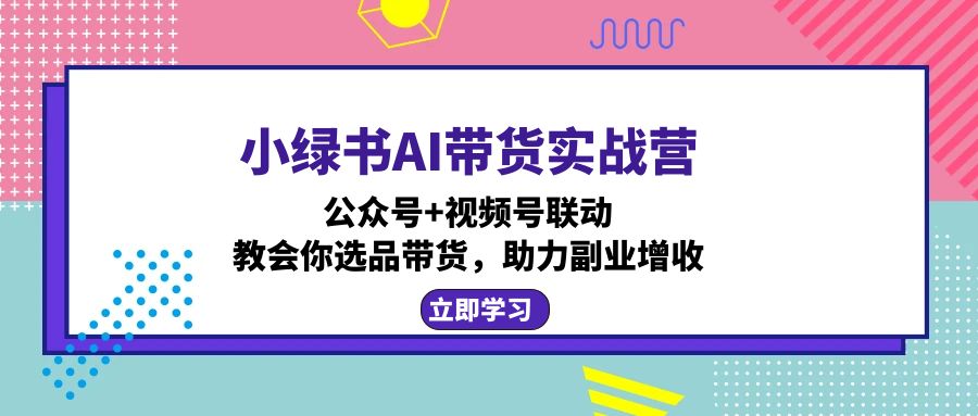 （12848期）小绿书AI带货实战营：公众号+视频号联动，教会你选品带货，助力副业增收-副业吧