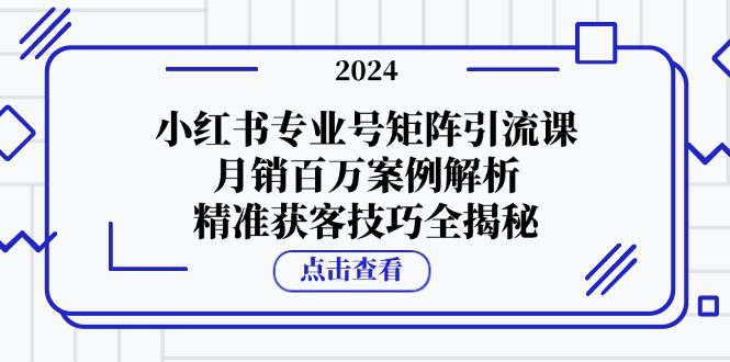 小红书专业号矩阵引流课，月销百万案例解析，精准获客技巧全揭秘-副业吧