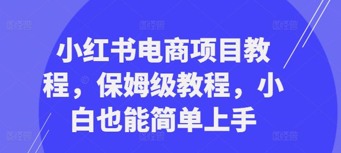 小红书电商项目教程，保姆级教程，小白也能简单上手-副业吧