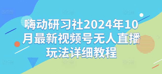 嗨动研习社2024年10月最新视频号无人直播玩法详细教程-副业吧