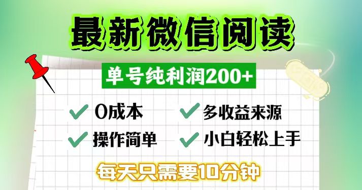 (13108期)微信阅读最新玩法,每天十分钟,单号一天200+,简单0零成本,当日提现-副业吧