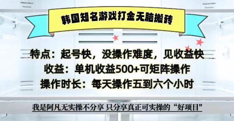 全网首发海外知名游戏打金无脑搬砖单机收益500+  即做！即赚！当天见收益！-副业吧