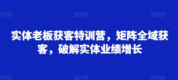 实体老板获客特训营，矩阵全域获客，破解实体业绩增长-副业吧