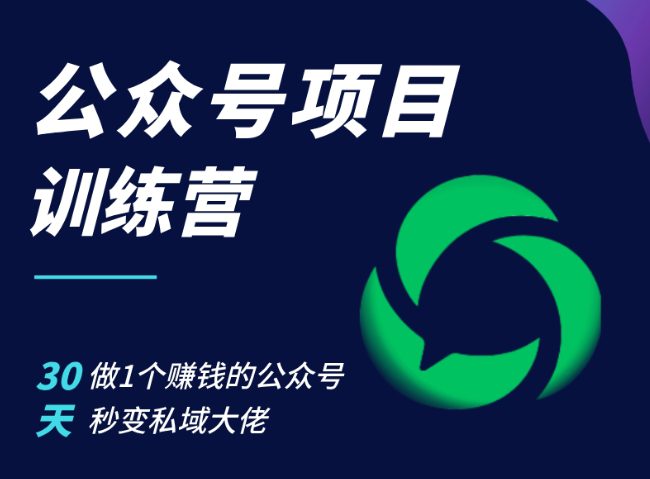 公众号项目训练营,30天做1个赚钱的公众号,秒变私域大佬-副业吧
