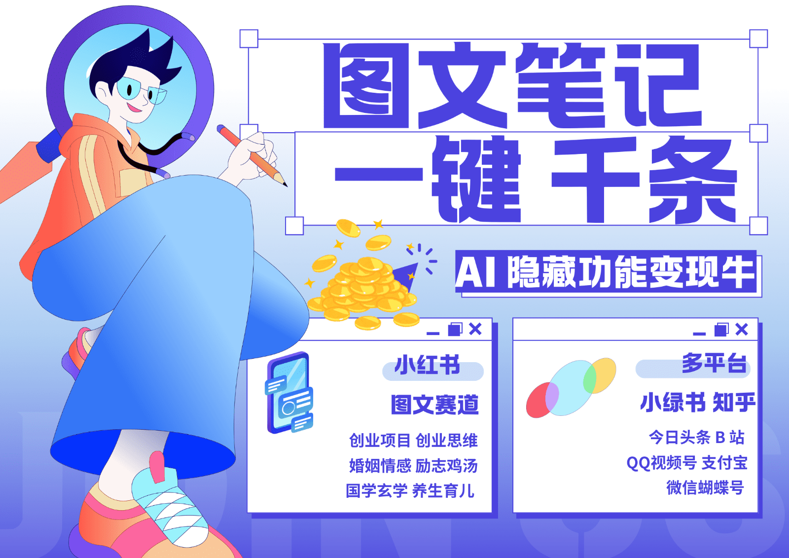 1键生成数千条图文 创业国学 秒生笔记 小红书小绿书图文 轻松引流 变现30000+-副业吧