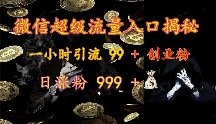 微信超级流量入口揭秘:一小时引流 99 + 创业粉,日涨粉 999 +-副业吧