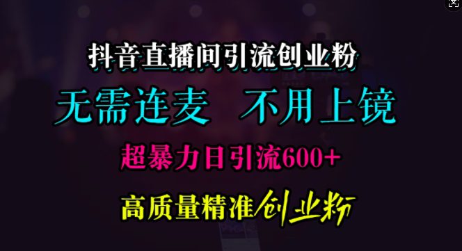 抖音直播间引流创业粉，无需连麦、无需上镜，超暴力日引流600+高质量精准创业粉-副业吧