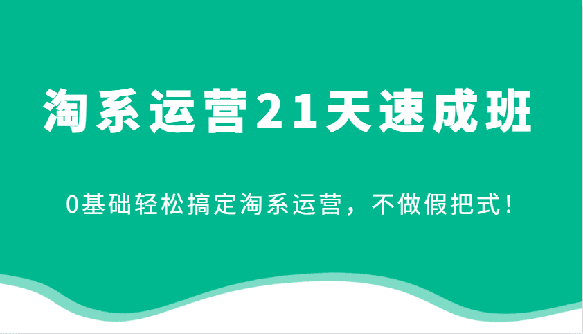 淘系运营21天速成班，0基础轻松搞定淘系运营，不做假把式！-副业吧