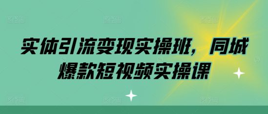 实体引流变现实操班，同城爆款短视频实操课-副业吧
