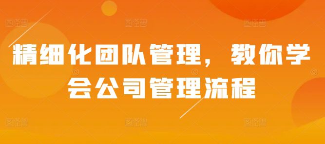 精细化团队管理,教你学会公司管理流程-副业吧