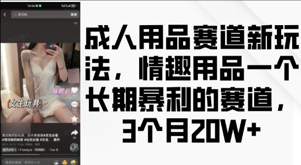 成人用品赛道新玩法,情趣用品一个长期暴利的赛道,3个月收益20个-副业吧
