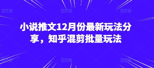 小说推文12月份最新玩法分享，知乎混剪批量玩法-副业吧