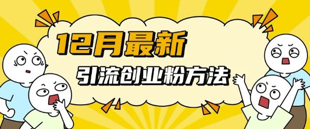 12月最新引流创业粉方法,方法非常简单,适用于多平台-副业吧