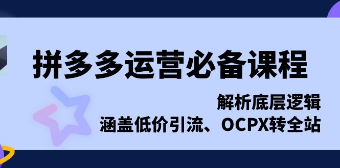(13700期)拼多多运营必备课程,解析底层逻辑,涵盖低价引流、OCPX转全站-副业吧