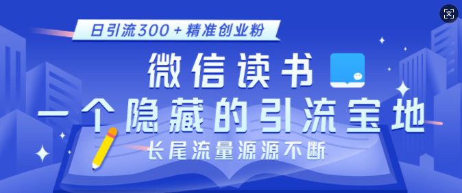 微信读书，一个隐藏的引流宝地，不为人知的小众打法，日引流300+精准创业粉，长尾流量源源不断-副业吧