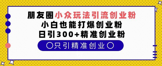 朋友圈小众玩法引流创业粉，小白也能打爆创业粉，日引300+精准创业粉-副业吧