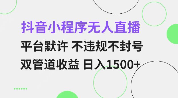抖音小程序无人直播 平台默许 不违规不封号 双管道收益 日入多张 小白也能轻松操作【仅揭秘】-副业吧