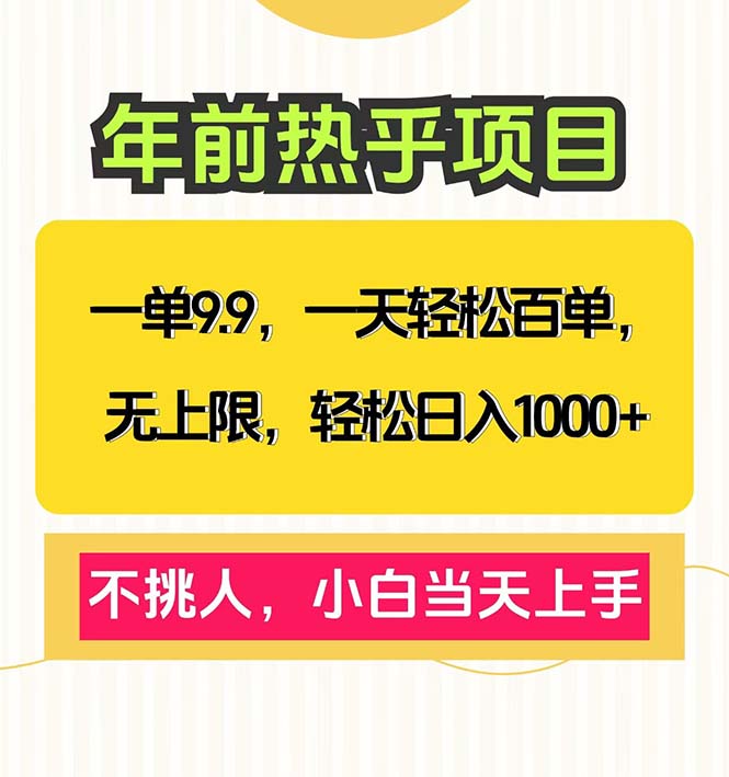 （13795期）一单9.9，一天百单无上限，不挑人，小白当天上手，轻松日入1000+-副业吧