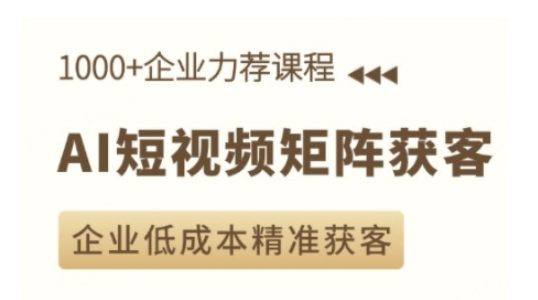 AI短视频矩阵获客实操课,企业低成本精准获客-副业吧