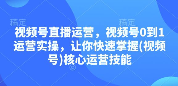 视频号直播运营，视频号0到1运营实操，让你快速掌握(视频号)核心运营技能-副业吧
