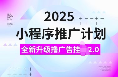 2025小程序推广计划，全新升级撸广告挂JI2.0玩法，日入多张，小白可做-副业吧