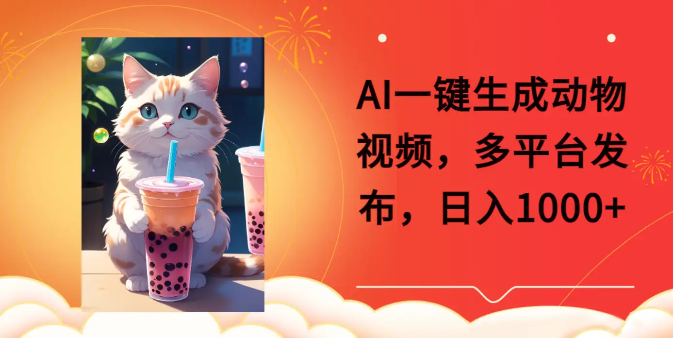AI一键生成动物搞笑视频，多平台发布，轻松破千万播放，日入2000+，小白轻松上手-副业吧