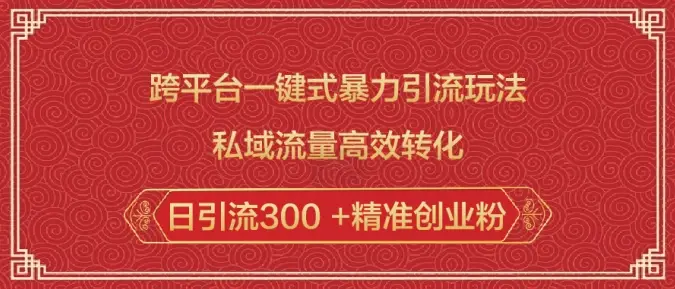 跨平台一键式暴力引流玩法，私域流量高效转化日引流300 +精准创业粉-副业吧