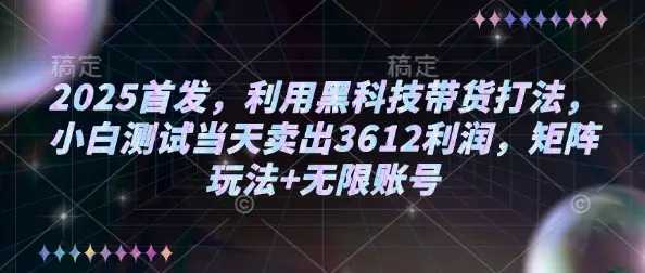 2025首发，利用黑科技带货打法，小白测试当天卖出3612利润，矩阵玩法+无限账号【揭秘】-副业吧