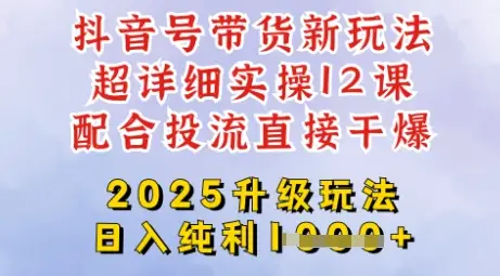 2025全新升级抖音带货玩法，一天纯利四位数，从剪辑到选品再到发布投流，超详细玩法揭秘-副业吧