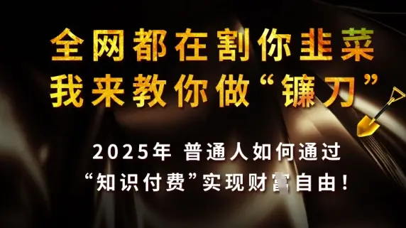 全网都在割你韭菜，我来教你做镰刀，2025普通人如何通过知识付费，实现财F自由【揭秘】-副业吧