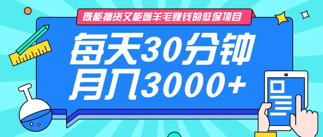 既能撸货又能赚钱的长期低保项目,每天30分钟,多号百分百稳定月入3000+!-副业吧