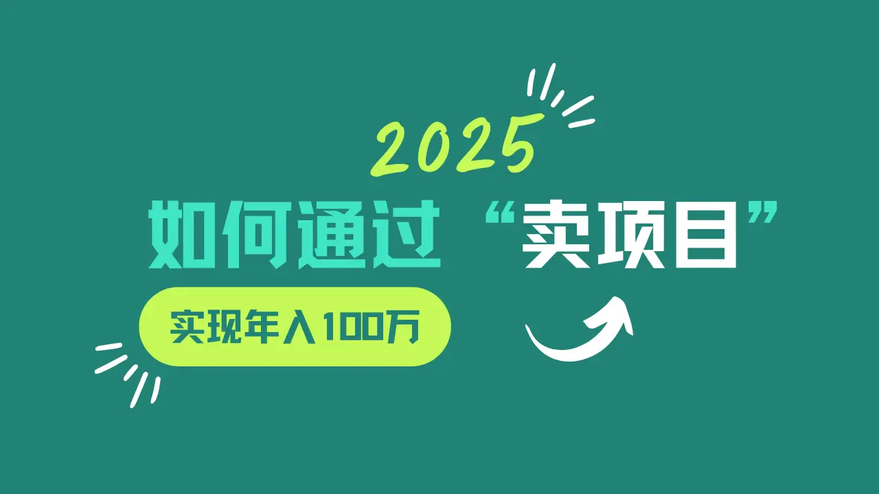 2025年如何通过“卖项目”实现年入100w-副业吧